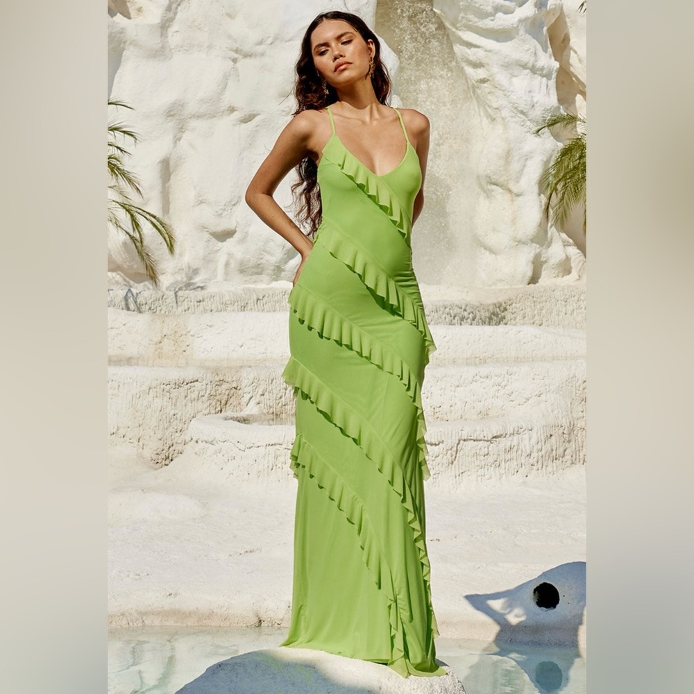 NWT Runaway the Label Beloved Lime Green Maxi Dress Size XL